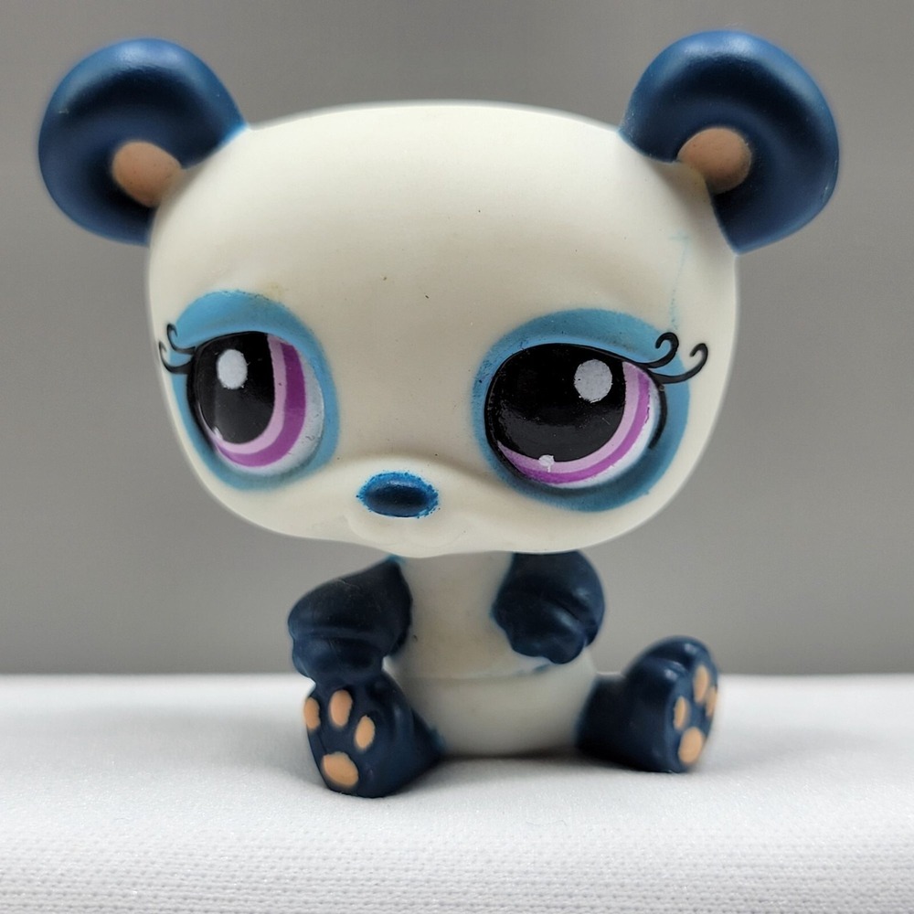 Littlest Pet Shop Panda Bear #1021Blue Pink/Purple Eyes Toy Figure